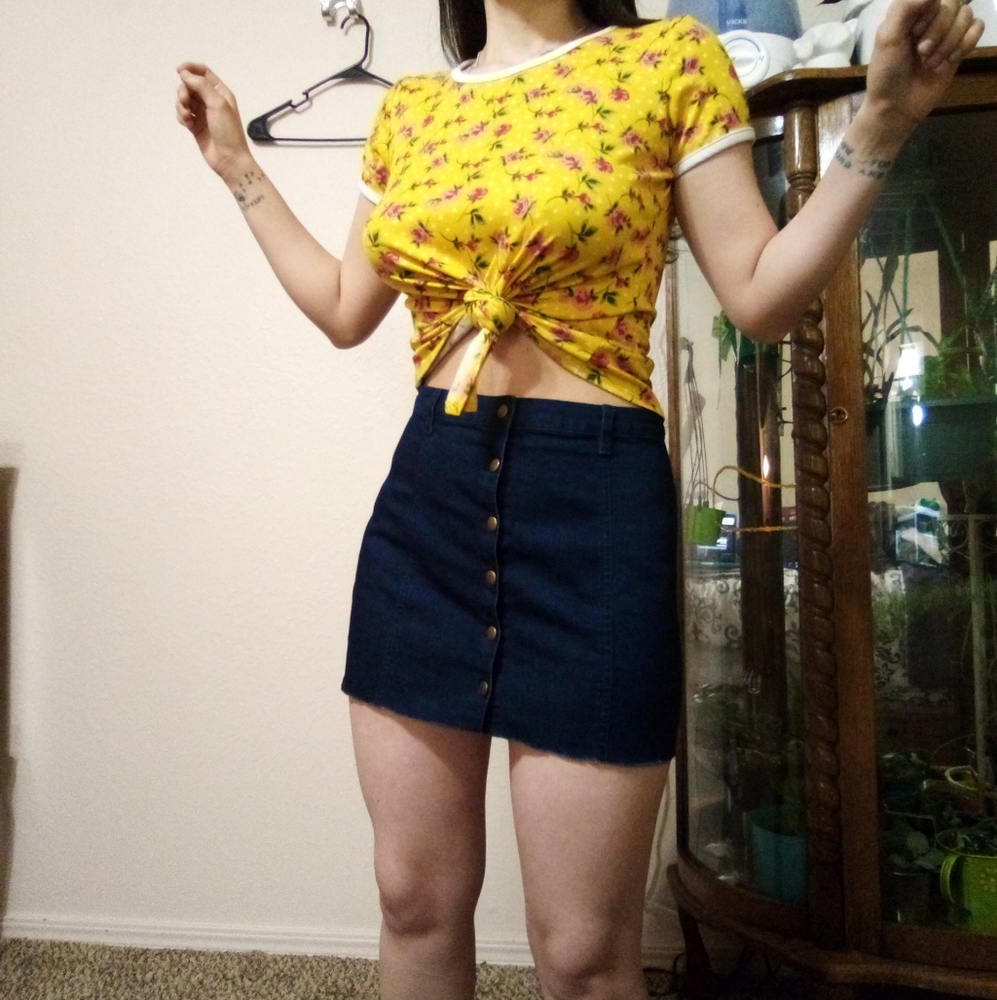 Forever 21 Denim Button Up Skirt
